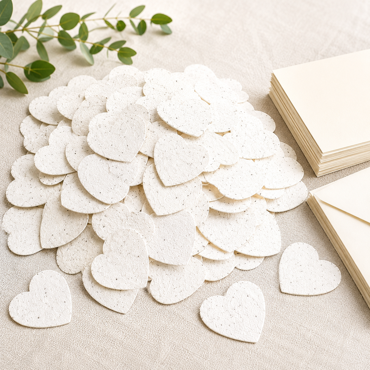 Handmade wildflower seed paper hearts made from recycled paper