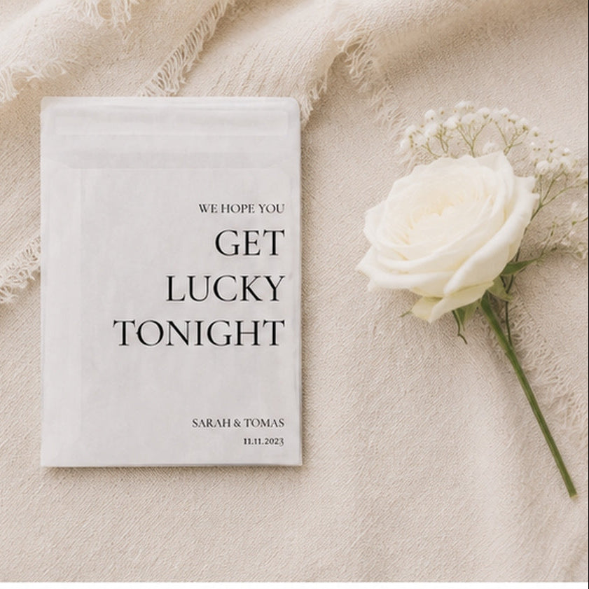Personalised Lottery Ticket Favours | Custom Glassine Wedding Envelopes