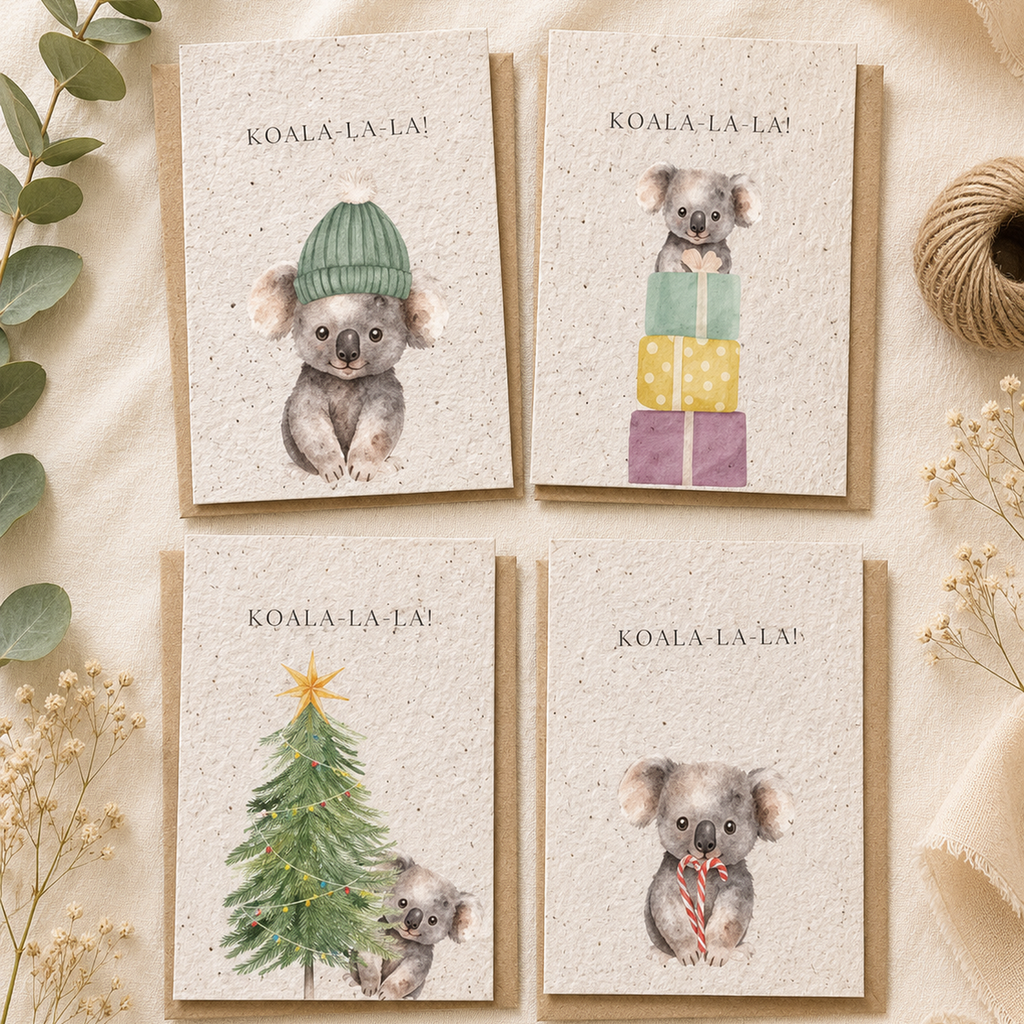Plantable Christmas Cards | Eco Friendly Seed Paper Holiday Cards | Set of 4