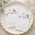 Personalised plantable seed paper heart wedding favour with wildflower seeds and custom thank you card