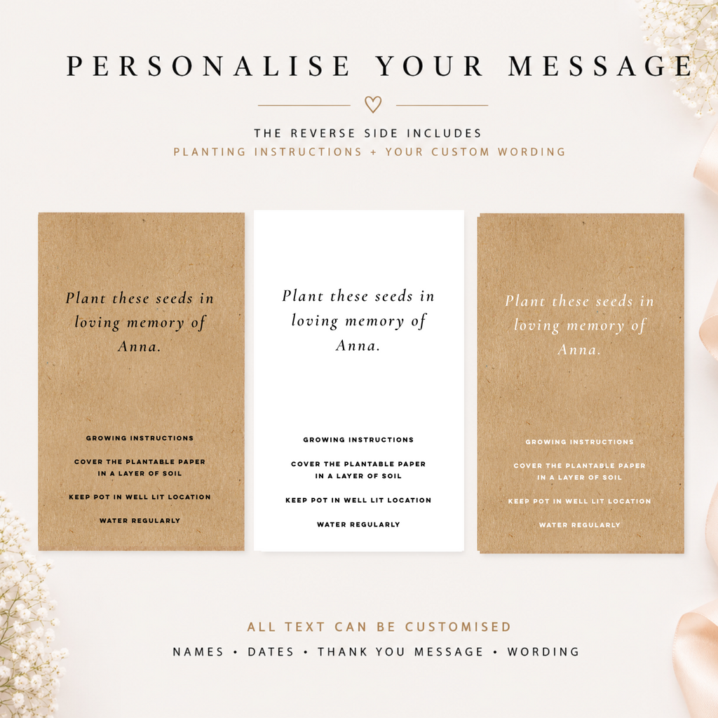 Plantable Memorial Favours – Wildflower Seed Paper Hearts