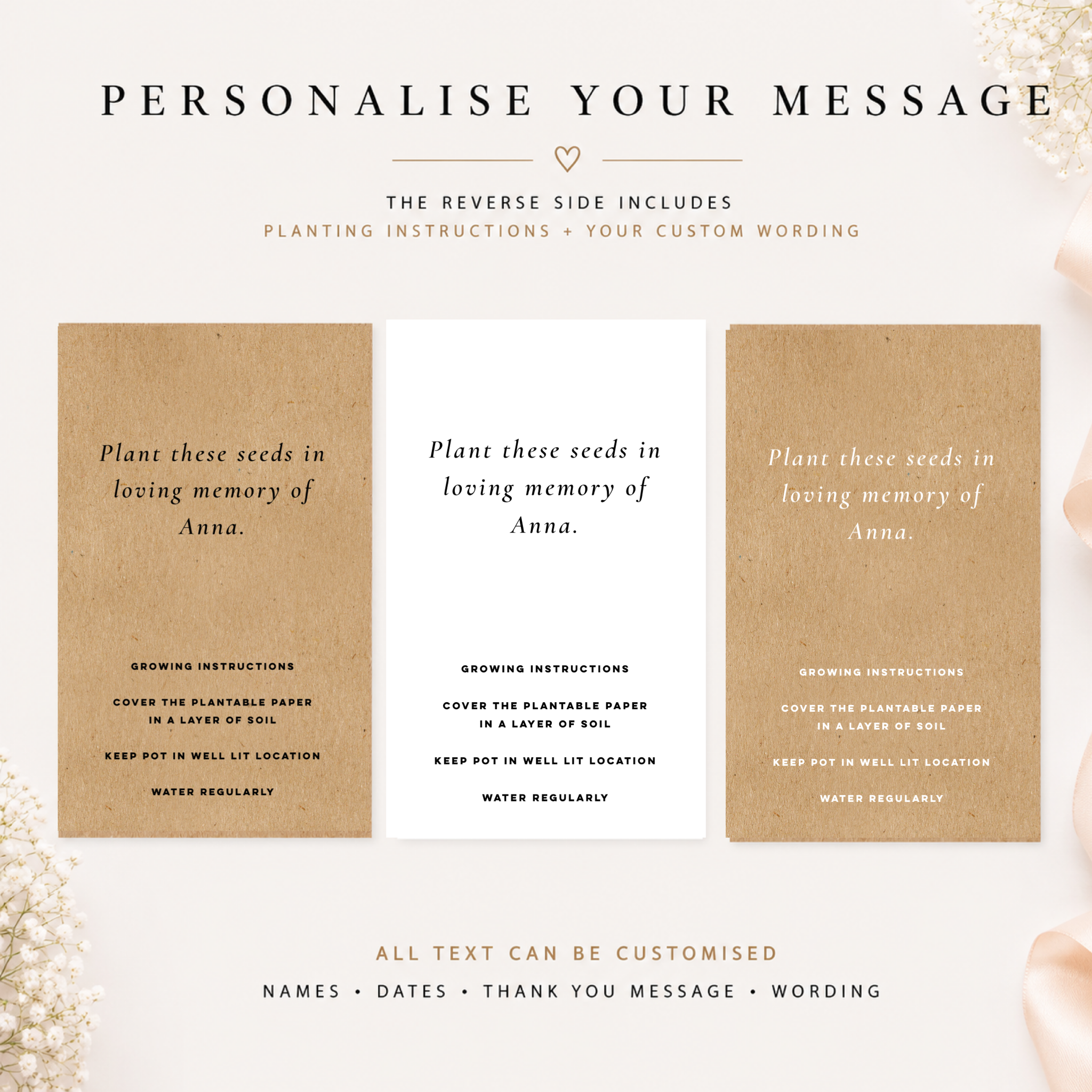 Plantable Memorial Favours – Wildflower Seed Paper Hearts