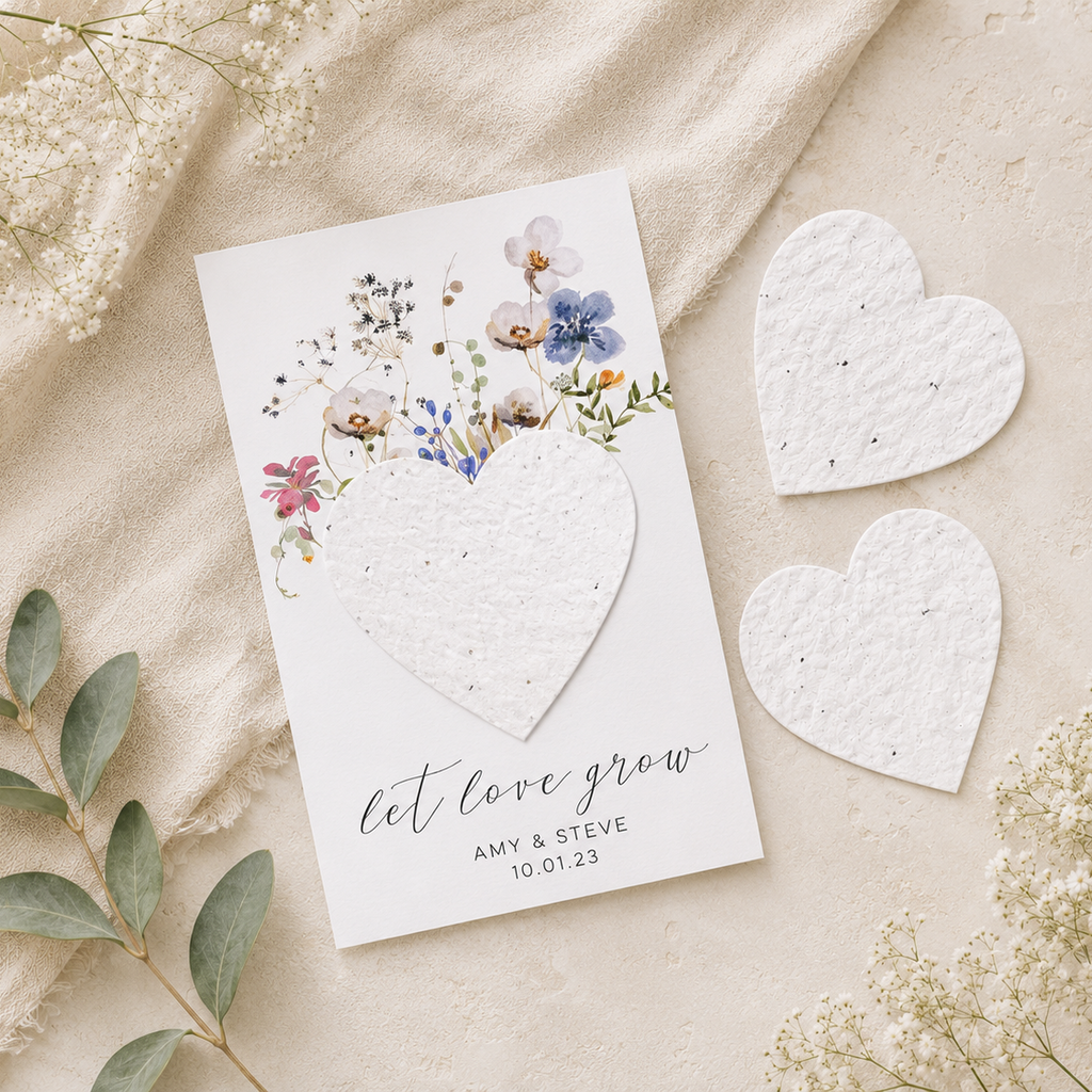 Botanical Wedding Favours | Plantable Seed Paper Hearts