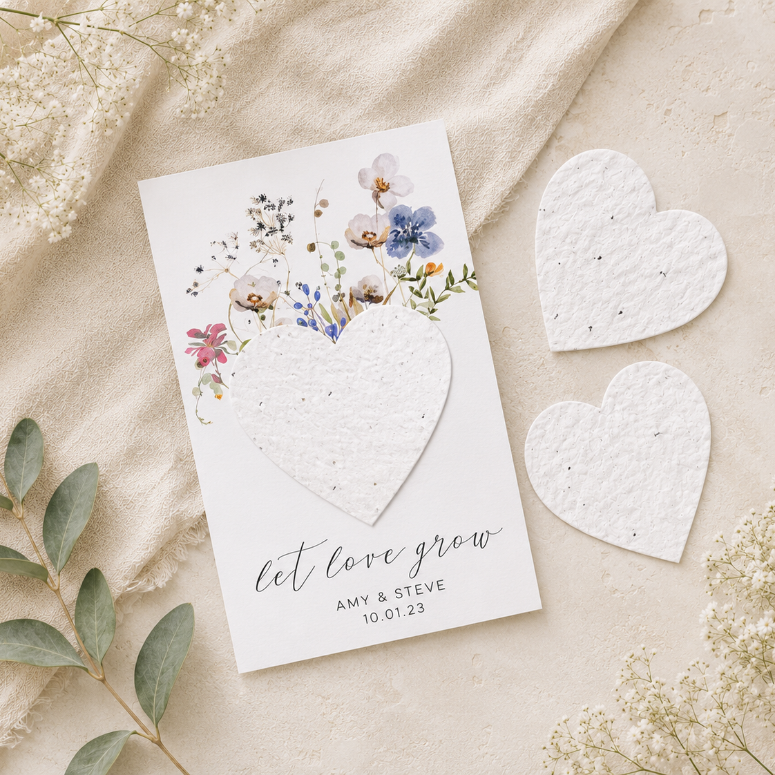 Botanical Wedding Favours | Plantable Seed Paper Hearts