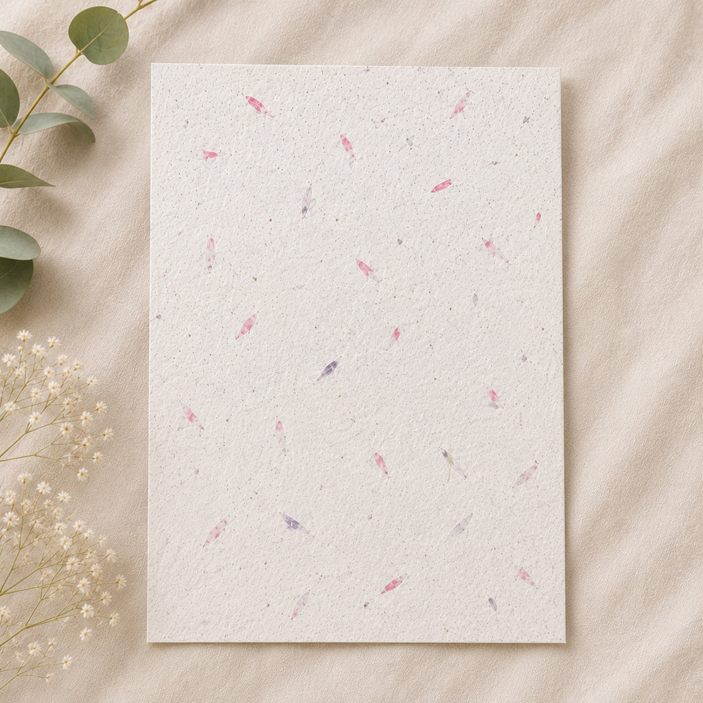 Pink petal plantable seed paper sheets handmade from recycled paper with wildflower seeds