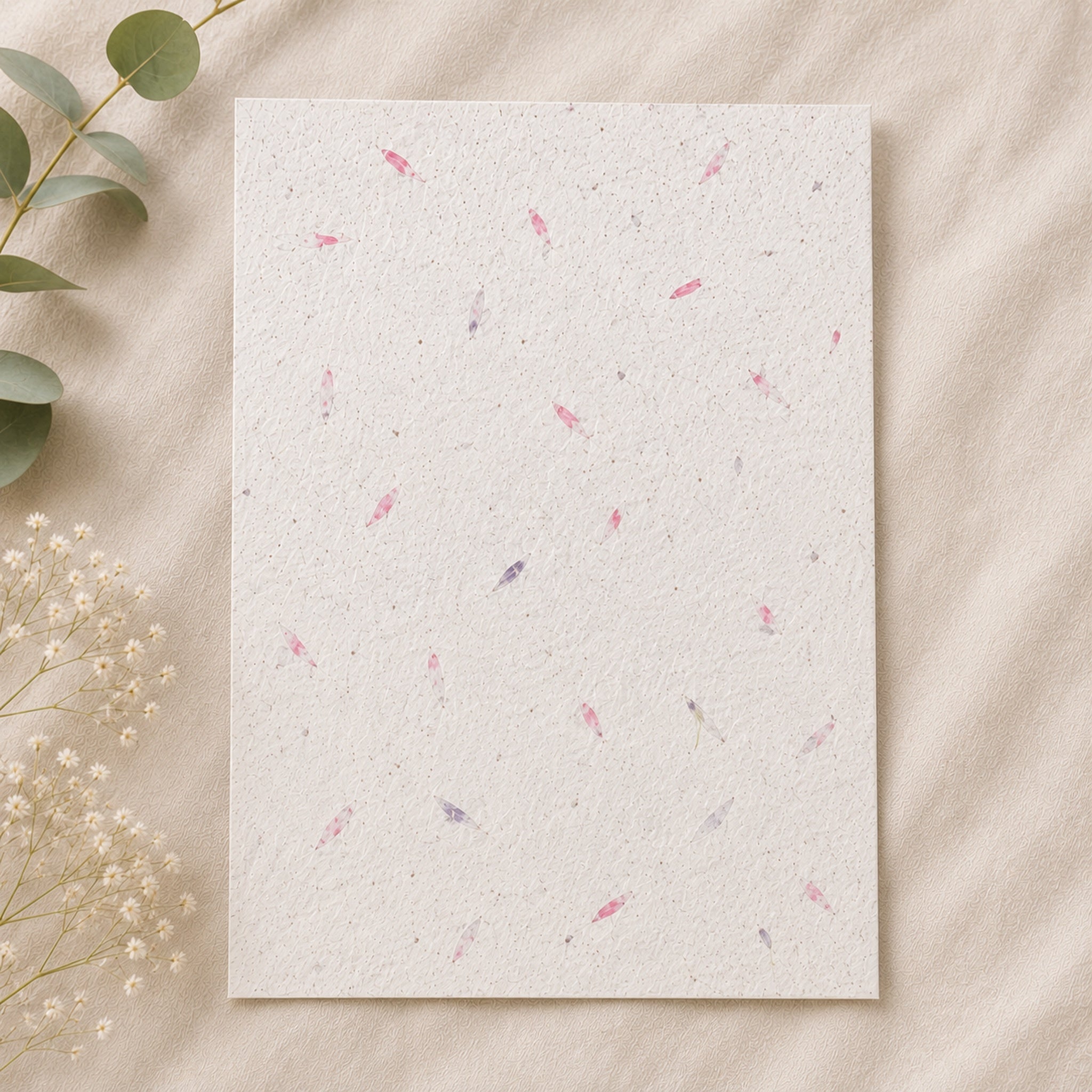 Pink petal plantable seed paper sheets handmade from recycled paper with wildflower seeds