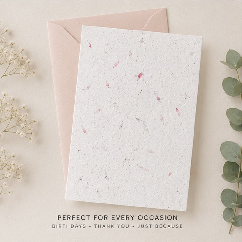 Plantable pink petal seed paper used for eco friendly cards invitations and stationery