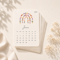 A6 monthly calendar cards printed on plantable wildflower seed paper