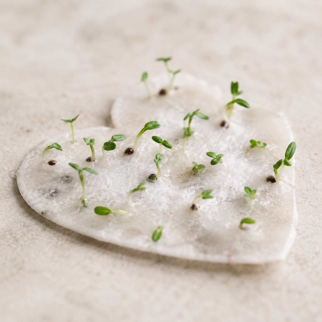 Wildflower seed paper growing into plants after planting