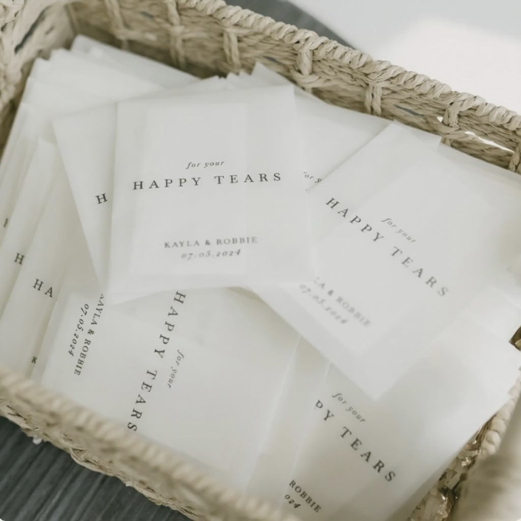 Personalised Wedding Tissue Packs | Happy Tears Tissues
