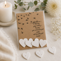 Plantable memorial seed paper heart favours with personalised remembrance card and wildflower hearts for celebration of life keepsakes