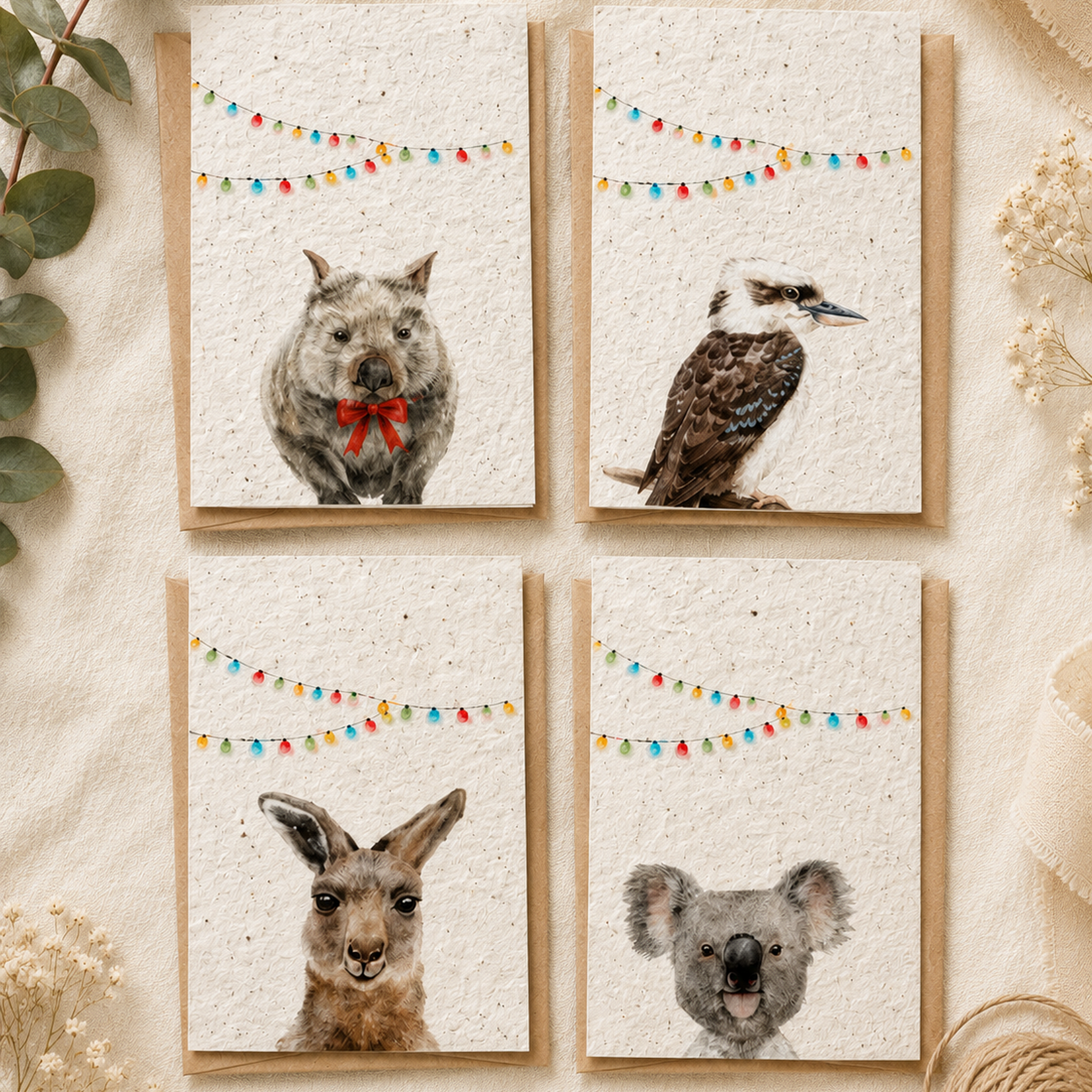 Plantable Christmas Cards | Eco Friendly Seed Paper Holiday Cards | Set of 4