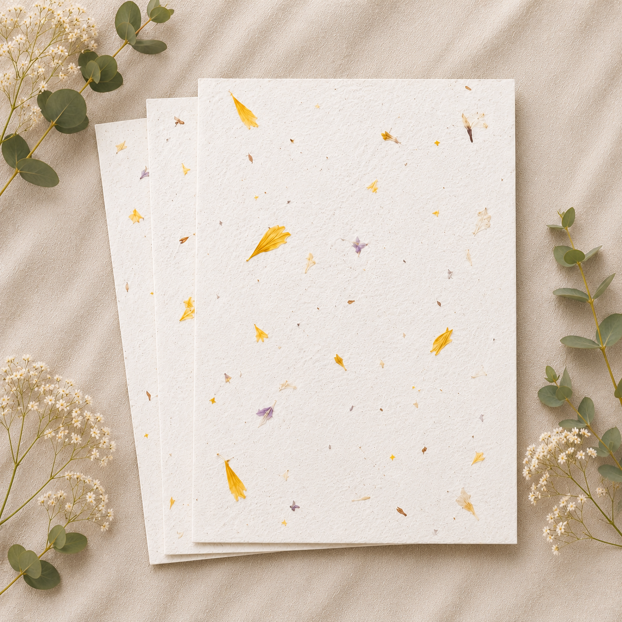 yellow petal plantable seed paper sheets